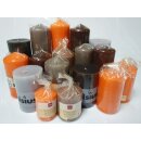 6 kg Qualit&auml;t Stumpenkerzen Paket Kerzen Set Mix gemischt nach Farben Grau-Braun-Orange 37