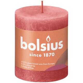 Bolsius Rustik Stumpenkerzen Shine 80x68 mm Rosa Bl&uuml;te (1 St&uuml;ck)