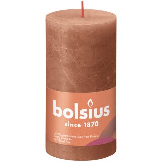 Bolsius Rustik Stumpenkerzen Shine 130x68 mm Rostiges Rosa (4 St&uuml;ck)