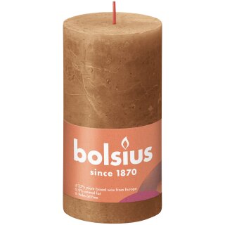 Bolsius Rustik Stumpenkerzen Shine 130x68 mm Gew&uuml;rzbraun (1 St&uuml;ck)