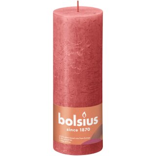 Bolsius Rustik Stumpenkerzen Shine 190x68 mm Rosa Bl&uuml;te (4 St&uuml;ck)