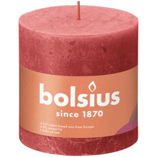 Bolsius Rustik Stumpenkerzen Shine 100x100 mm Rosa Bl&uuml;te (3 St&uuml;ck)