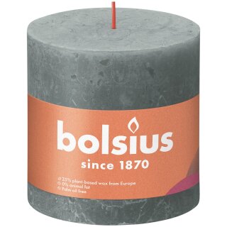 Bolsius Rustik Stumpenkerzen Shine 100x100 mm Eukalyptusgr&uuml;n (3 St&uuml;ck)